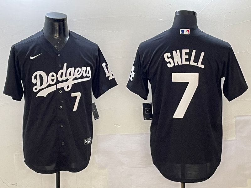 Men Los Angeles Dodgers #7 Snell Black Game 2025 Nike MLB Jersey style 3